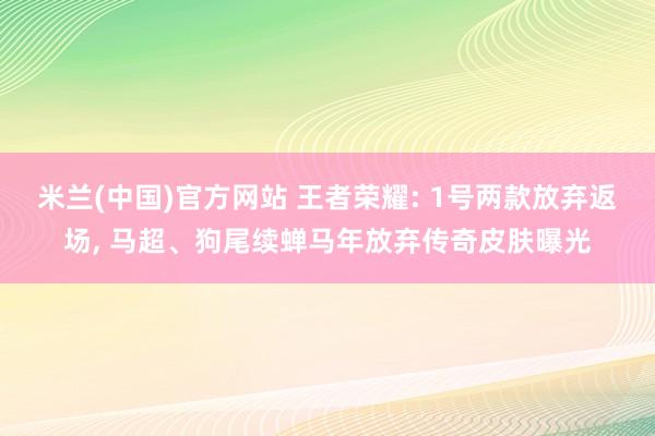 米兰(中国)官方网站 王者荣耀: 1号两款放弃返场， 马超、狗尾续蝉马年放弃传奇皮肤曝光