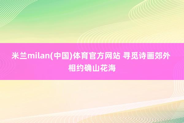 米兰milan(中国)体育官方网站 寻觅诗画郊外 相约确山花海