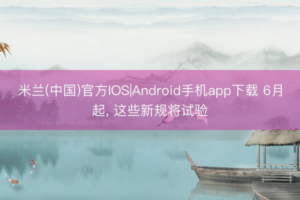 米兰(中国)官方IOS|Android手机app下载 6月起， 这些新规将试验