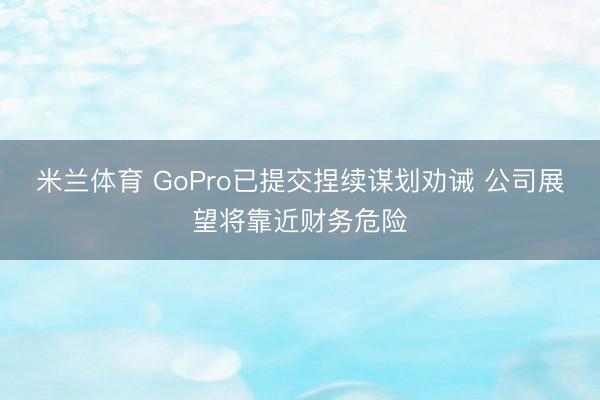 米兰体育 GoPro已提交捏续谋划劝诫 公司展望将靠近财务危险