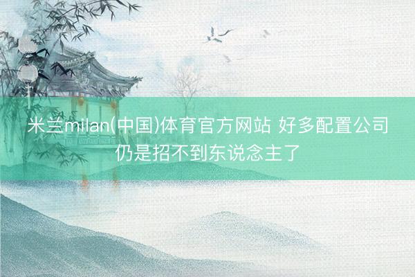 米兰milan(中国)体育官方网站 好多配置公司仍是招不到东说念主了