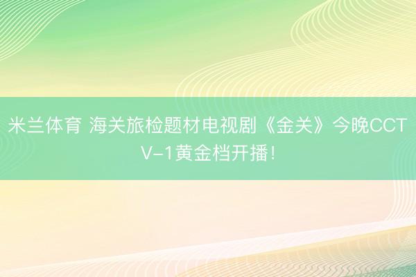 米兰体育 海关旅检题材电视剧《金关》今晚CCTV-1黄金档开播！