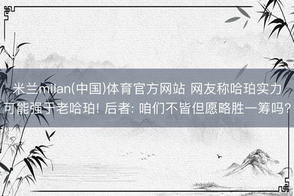米兰milan(中国)体育官方网站 网友称哈珀实力可能强于老哈珀! 后者: 咱们不皆但愿略胜一筹吗?