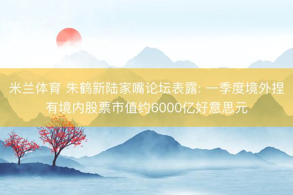 米兰体育 朱鹤新陆家嘴论坛表露: 一季度境外捏有境内股票市值约6000亿好意思元